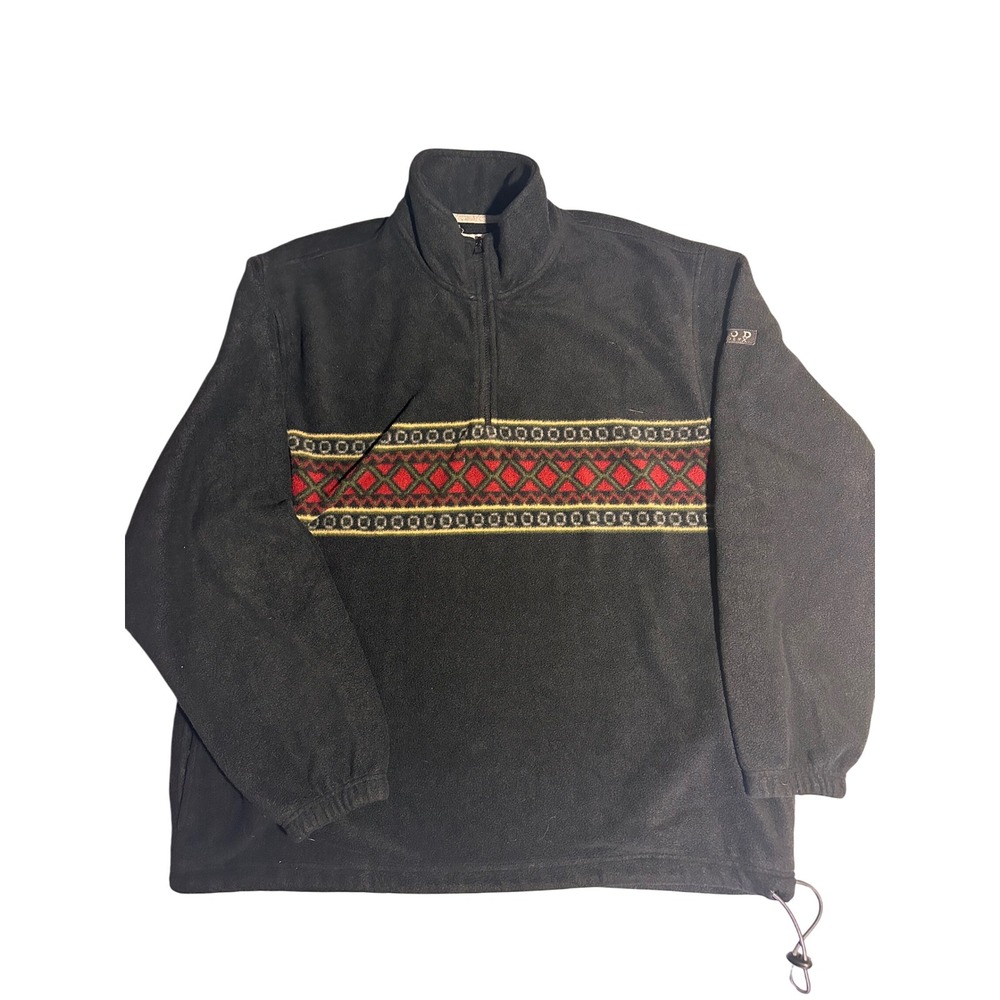 IZOD PerformX Mens XL Black Fleece Quarter Zip Pullover Aztec Geometric Print